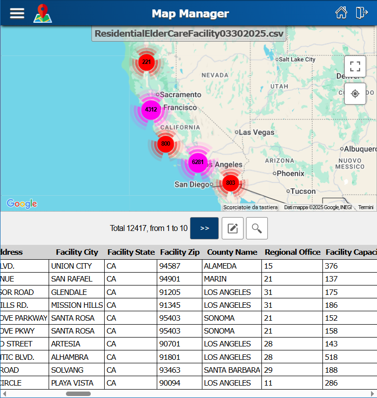 MapManager provides easy management of huge arrays of address data