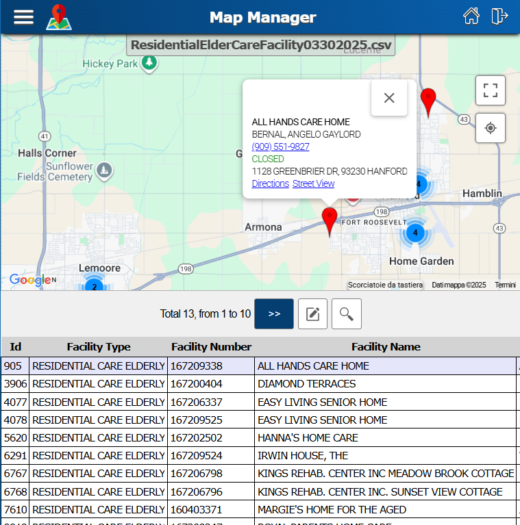 MapManager helps you get directions and navigation to your customer locations